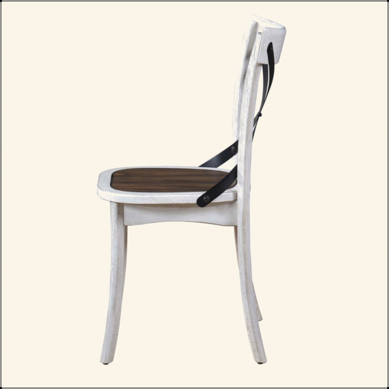 Ensemble de 2 chaises de salle à manger de style rustique moderne avec design rétro en X