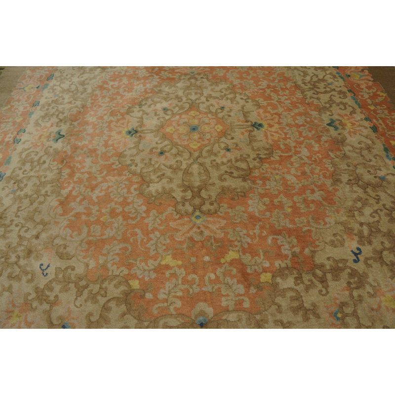 Tapis antique noué à la main à motif floral chinois Art Deco