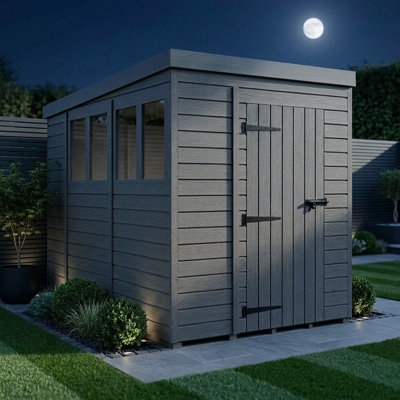Total Sheds 6ft x 10ft Composite Pent Garden Shed - Single Door - With Windows - EPDM Rubber Roof - UK Manufactured