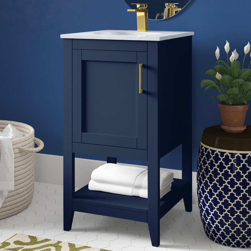 Ensemble de meuble-lavabo simple 18 po Scottsbluff, Bleu