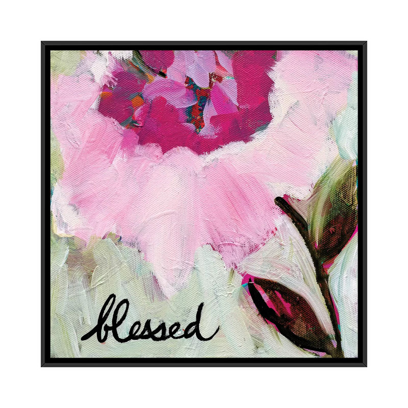 «Blessed», impression sur toile, H 18 po x l 18 po x P 1,5 po, Toile avec cadre noir, Pas de tapis
