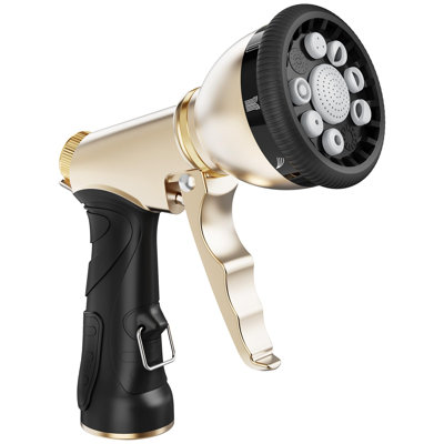 Garden Hose Nozzle, 9 Spray Patterns Hose Sprayer Nozzle, Heavy Duty Metal Water Hose Nozzle, Adjustable Hand Sprayer, Watering Plants And Lawn, Pet Showering (Nozzle, Gray)