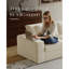 Canapé-lit modulaire en velours côtelé 2 places au design minimaliste moderne pour chambre à coucher, beige et blanc, éponge modulaire haute densité à espace de compression verticale-564404770-564404829-564404769