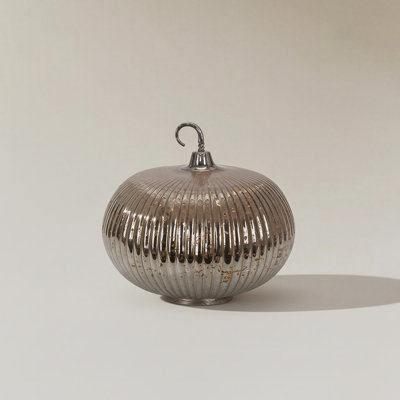 8 Inch Mercury Glass Pumpkins, Silver Pumpkin Decor Glass Pumpkin Ornament