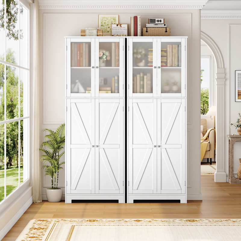 Armoire de rangement 4 portes Ashea, Blanc