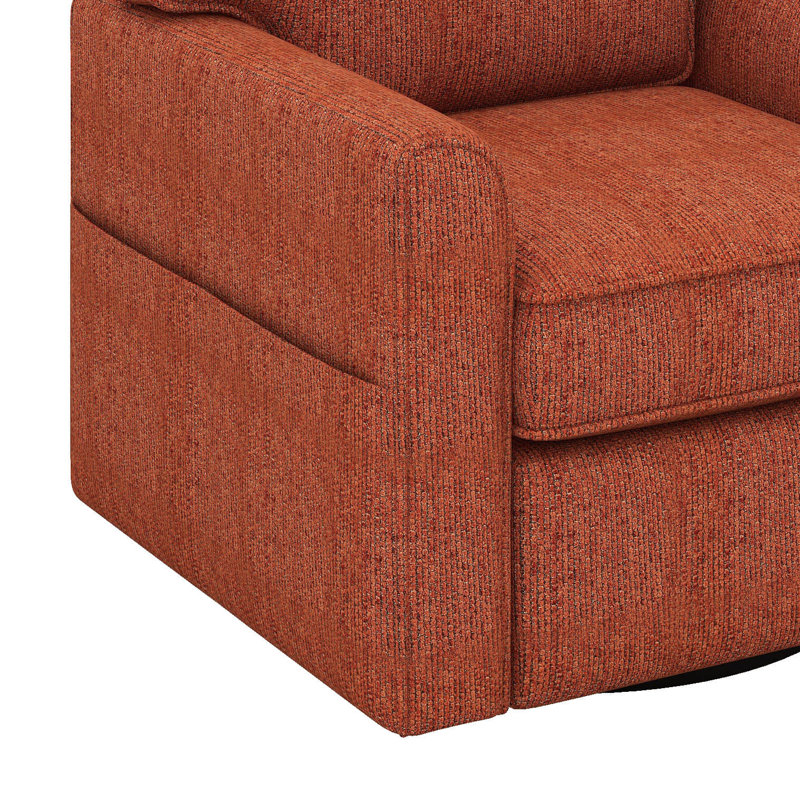 Fauteuil d'appoint pivotant à 360 °, fauteuil en tonneau Chenille avec poches latérales pour le salon, conception ergonomique