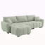 Canapé modulaire de 110 po en forme de L avec siège très grand, conception en ligne, repose-pieds mobile, mousse haute densité, combinaison libre, structure en métal et bois robuste, tissu bouclé, 3 couleurs