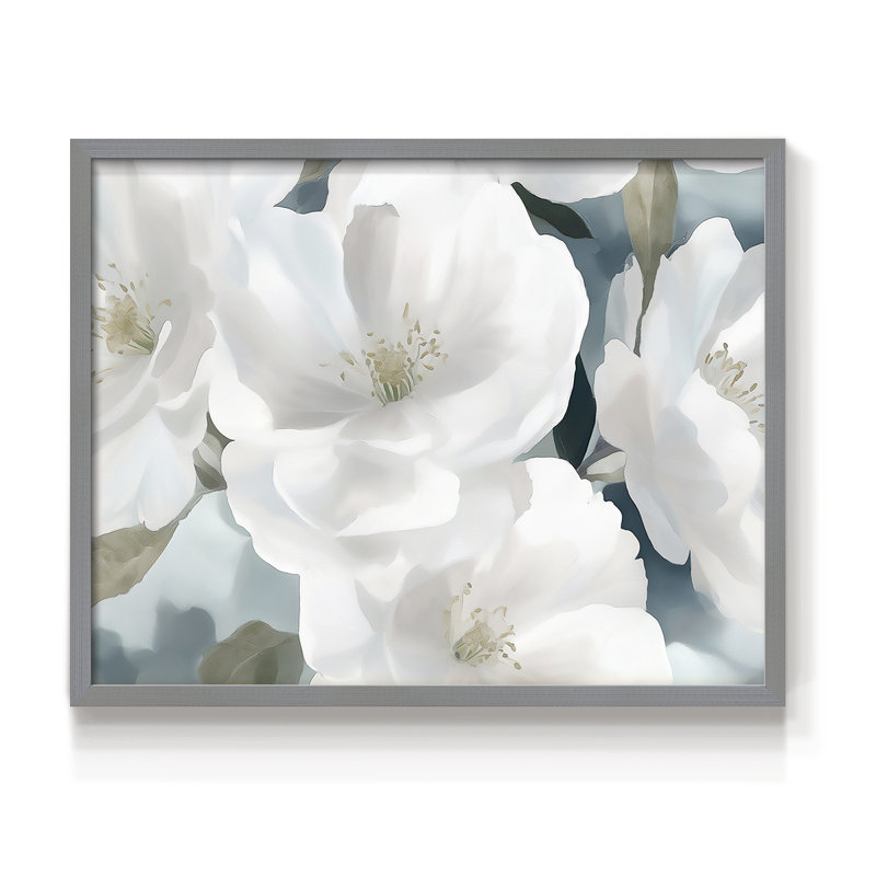 Floral Series-XVII -Framed Print - Restickable, H 8 po x l 10 po, Gris