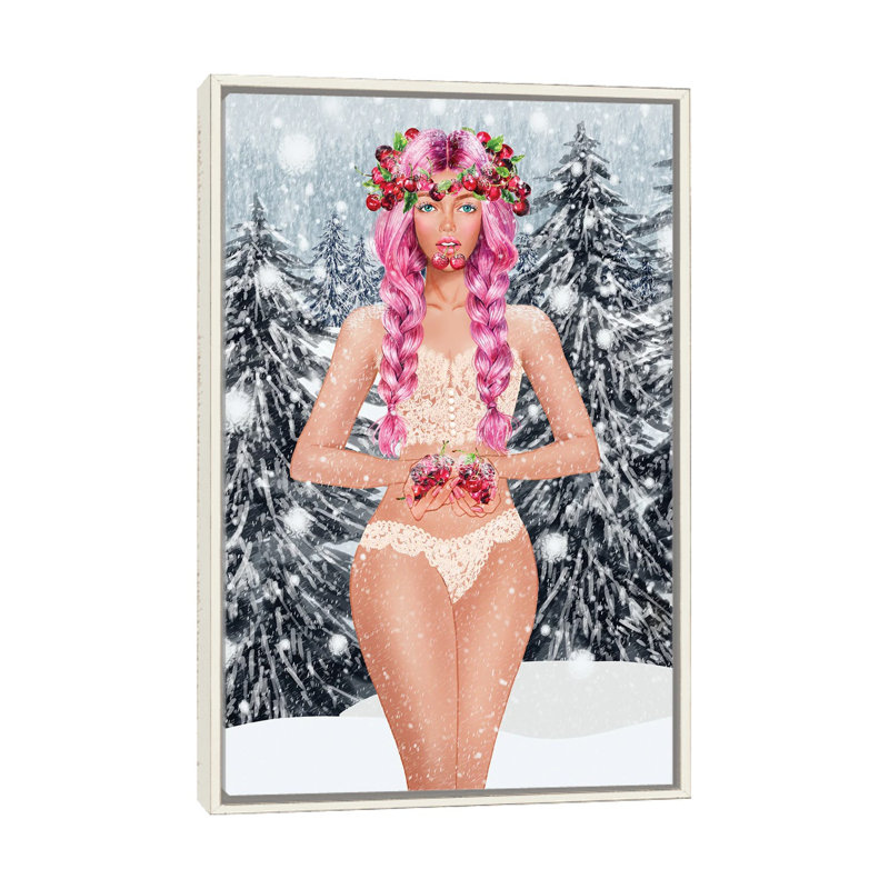 «Cherry III», reproduction d'art sur toile encadrée, Blanc patiné, Reproduction encadrée sans passe-partout