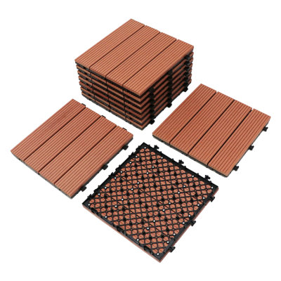 12'' L x 12'' W Composite Interlocking Deck Tile in Brown
