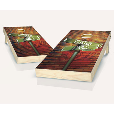 Ensemble de cornhole en bois massif avec sacs 2 'x 4'