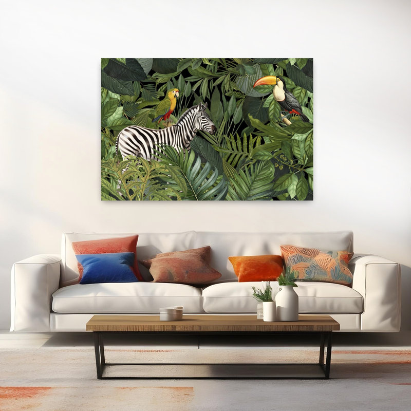 Contemporary Art Bird Zebra Nature Tropical Art by Andrea Haase - Wrapped Canvas Print, 101.6 cm H x 152.4 cm W