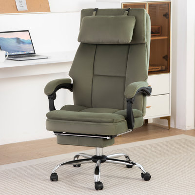 Chaise de bureau, grande et haute chaise de bureau de direction avec repose-pieds et appui-tête amovible, chaise de bureau ergonomique à haut dossier