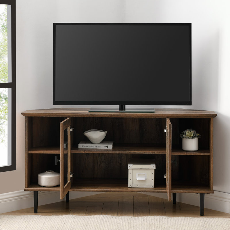 Clinton Unfinished Corner TV Stand for TVs up to 55", Rustic Oak