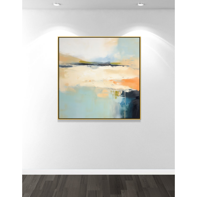 «Seashore Abstraction I Print» par Irena Orlov, L 46,5 po x H 46,5 po, Toile avec cadre, Flotteur doré