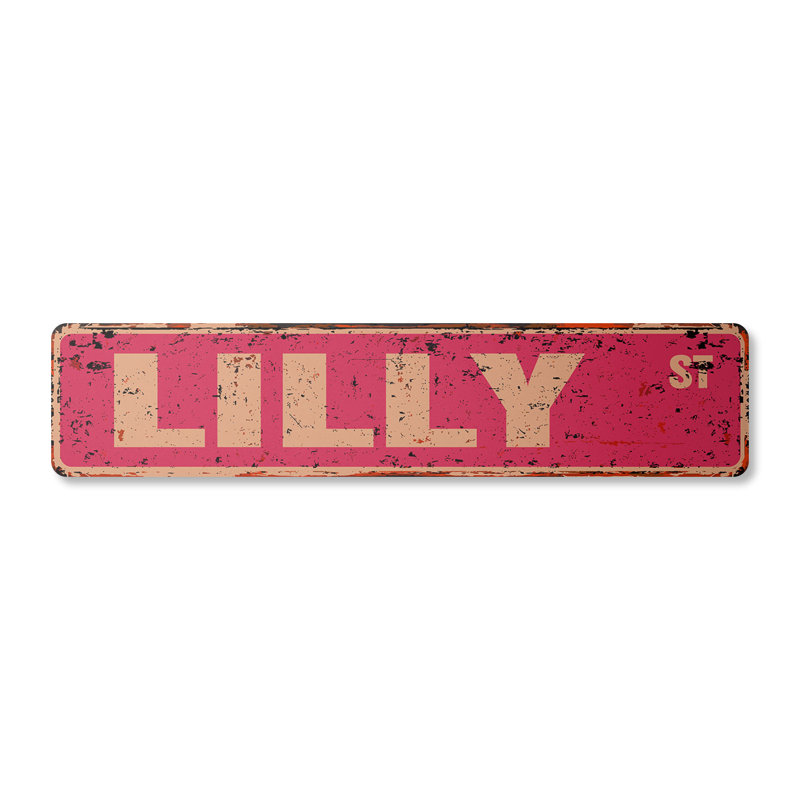 Plaque de rue en aluminium Lilly 4 po x 18 po