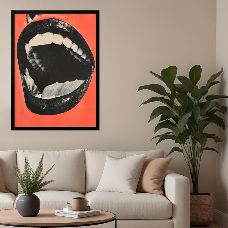 Pop Art & Retro "The Mouth" Framed Print Wall Art, 10" H x 8" W 