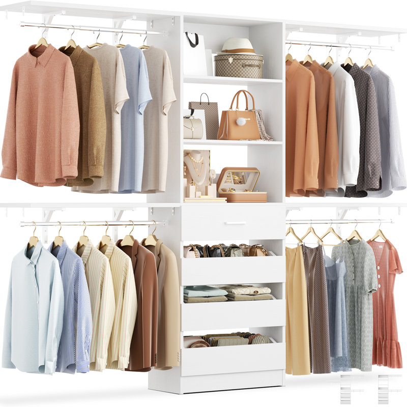 White Closet System  With4 Drawersand Rods