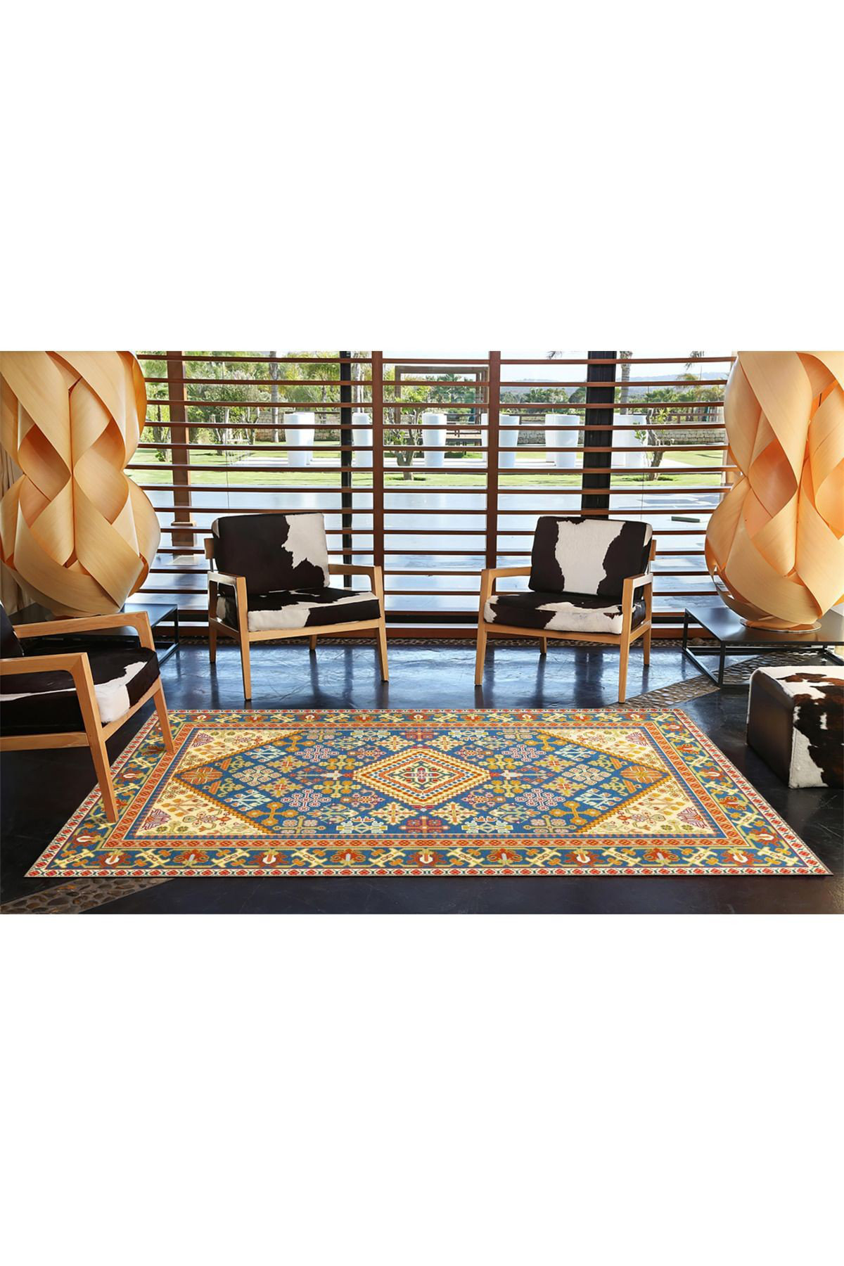 Jaselius Home Machine Washable Light Blue Geometric Ethnic Patterned ...