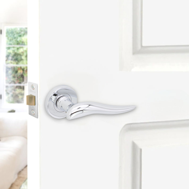 Flavia Lever Door Handle, Polished Chrome