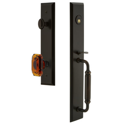 Fifth Avenue One-Piece Complete Inactive Dummy Handleset with C Grip and Baguette Amber Knob