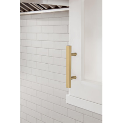 Poignée d'armoire carrée champagne 3 pouces (76 mm) centre à centre - paquet de 10