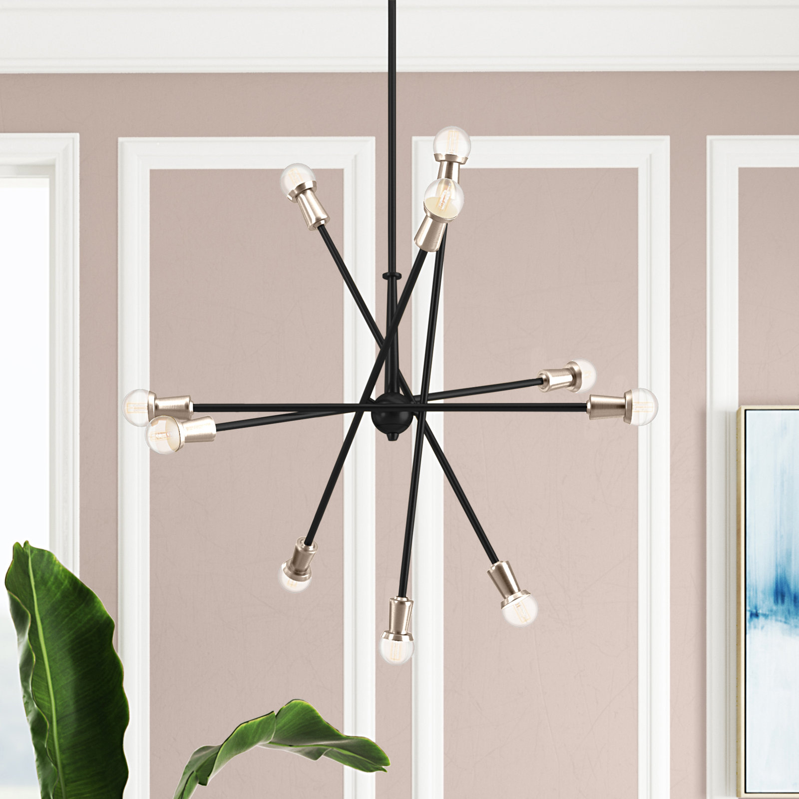 Kyla 10 - Light Dimmable Sputnik Chandelier, Black