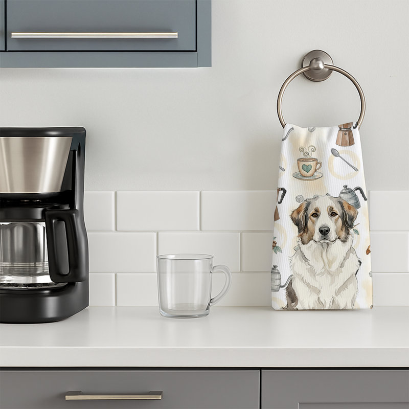 Badger Great Pyrenees Coffee Bar Kitchen Towel, Badger Great Pyrenees