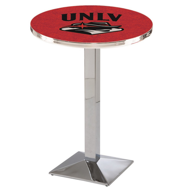 Round Metal Base Dining Table, Chrome, University of Nevada Las Vegas