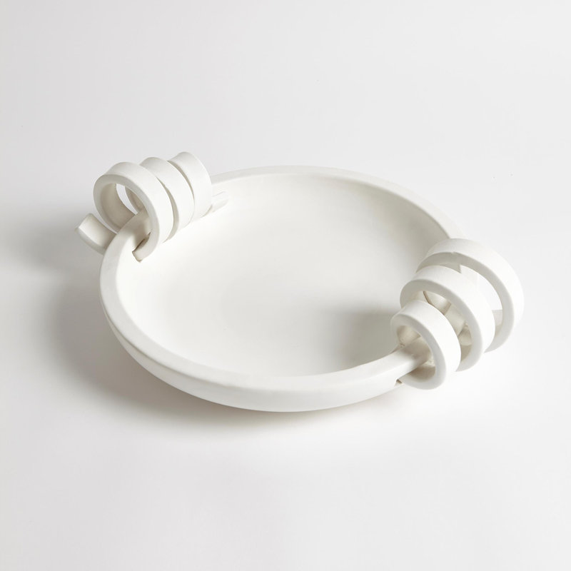 Ribbon Handle Compote-Matte White, Matte White