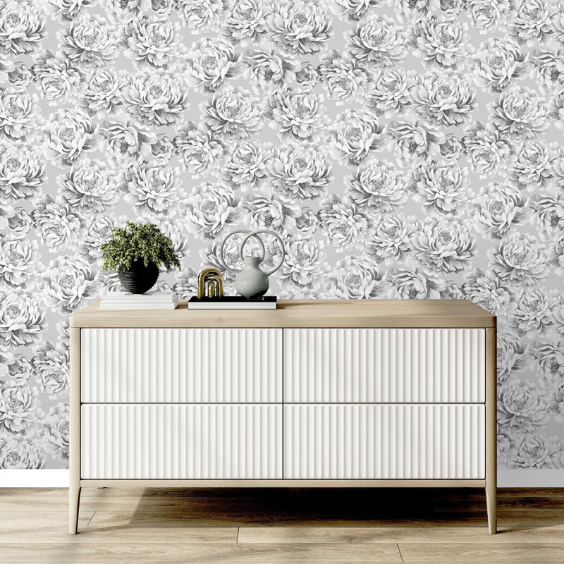 Imogen Floral Luxury Wallpaper, Grey