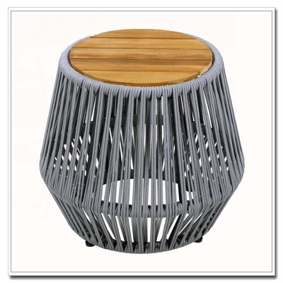 Table d'appoint en bois d'acacia avec base en corde beige