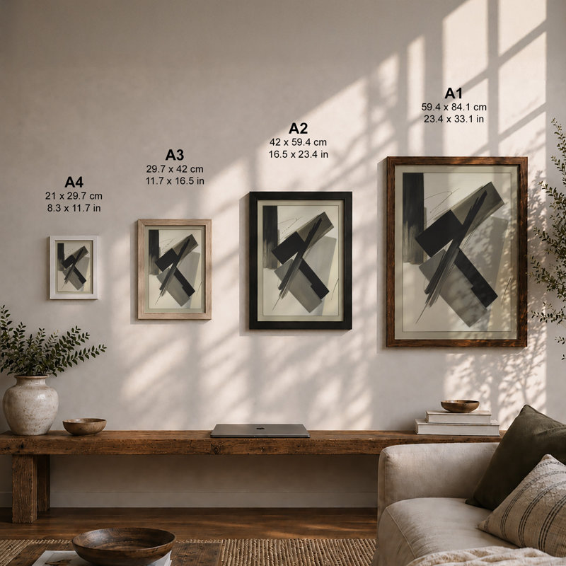 Charcoal Intersections Minimalist - Print, Unframed, A2 - 59.4 x 42.0 cm