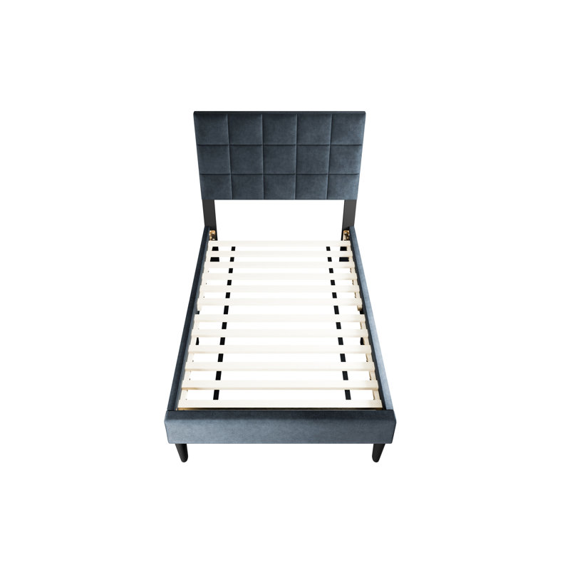 Full Size Bed With Adjustable Headboard, Charcoal Linen, Biscuit Tufting, No Box Spring Needed Luxury Frame, Size, Linen