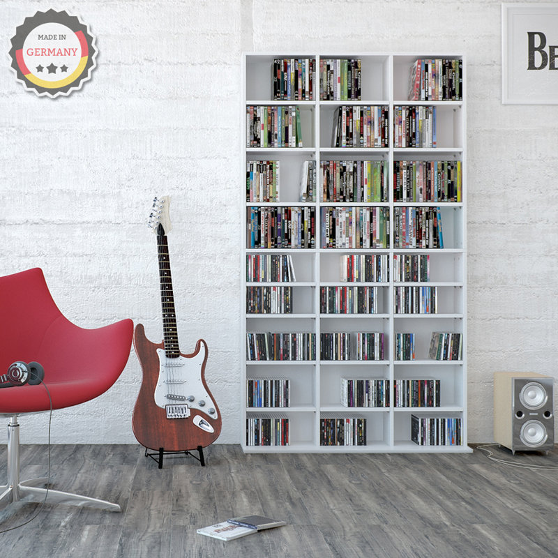 180cm H Media Shelves, White