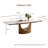 Howze 63-95" Modern Extendable Dining Table Set With 8 Fully Assembled Faux Leather Dining Chairs, Glossy White Sintered Stone Table Top With Bronze Steel Base