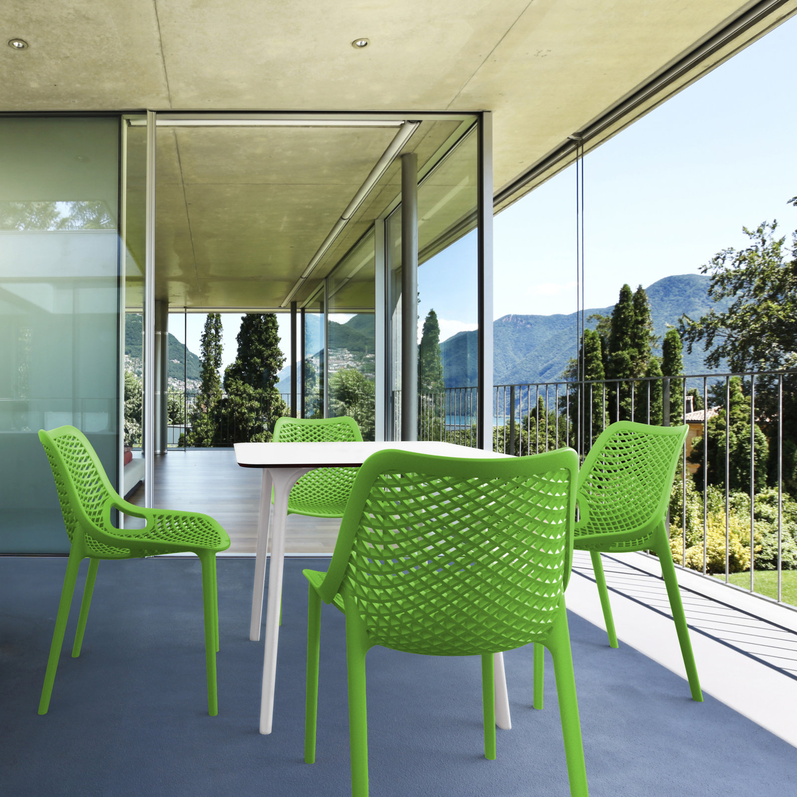 Farrah Stackable Patio Side Chair, Tropical Green