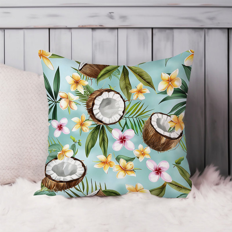 Coconuts Pattern VI Tropical Throw Pillow Cover, Square 18"