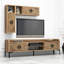 Ensemble de mobilier de salon moderne (3 pièces) | Couleur noyer | Meuble télé: 70,9 po x 20,5 po x 13,8 po | Table basse: 41,3 po x 13,6 po x 23,6 po | Tablette murale (2 pièces): 10,8 x 33,1 x 7,9 po | Panneau de particules 100% enduit de mélamine | Design élégant et fonctionnel-866757457