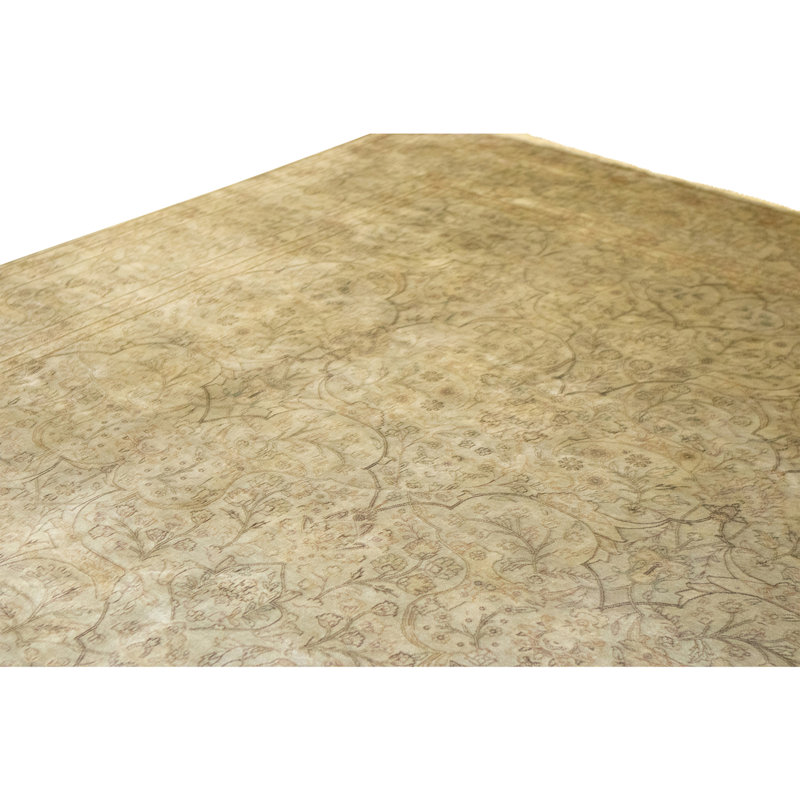 Hand Knotted Wool Area Rug in Gold