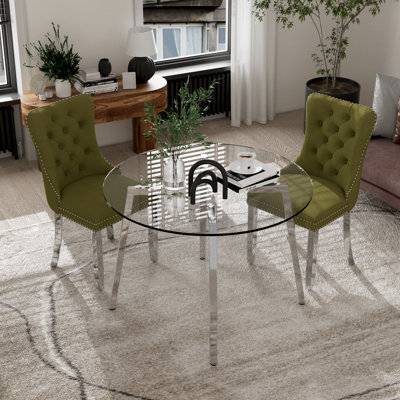 Round Glass Dining Table Set