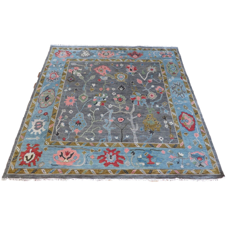 Tapis unique gris de 9 pi 11 po