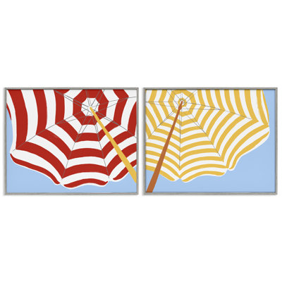 «Striped Beach Umbrella», ensemble de 2 estampes numériques par June Erica Vess