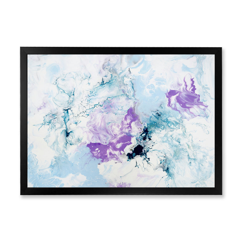 Violet et bleu liquide Art Waves - reproduction d'art sur toile, H 40 po x l 30 po, Noir
