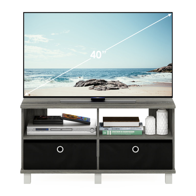 Meuble télé pour téléviseur de 43 po ou moins Mariaella, Gris chêne français/noir