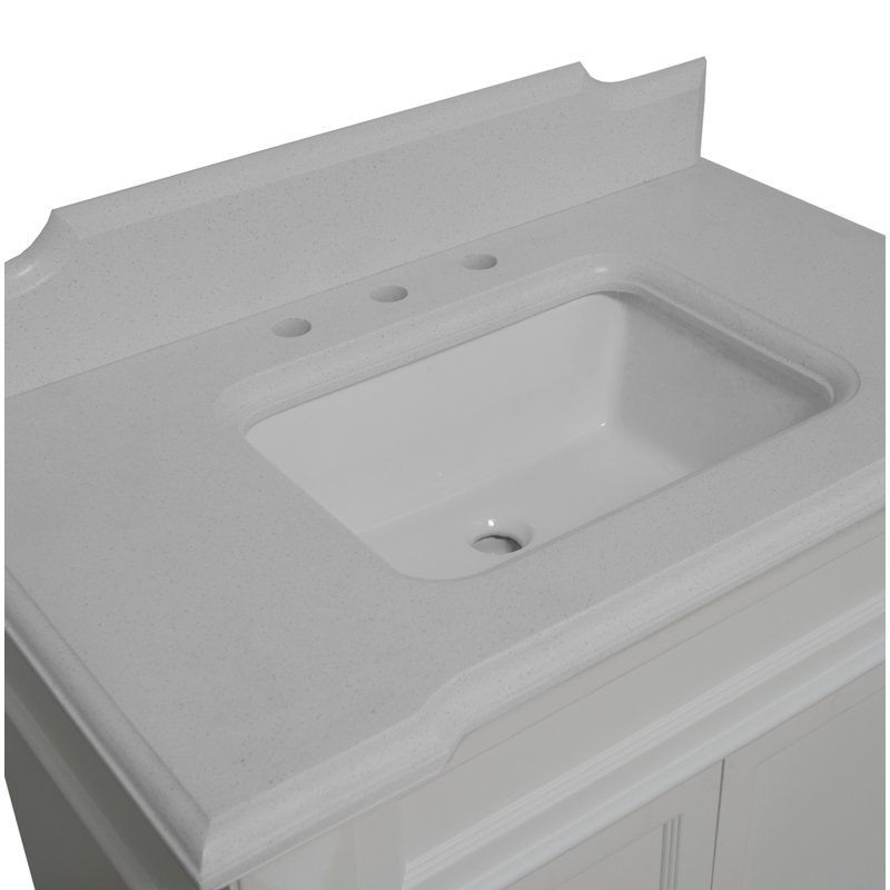 Ensemble de meuble-lavabo simple 36 po Aoibhin, Blanc, Quartz blanc