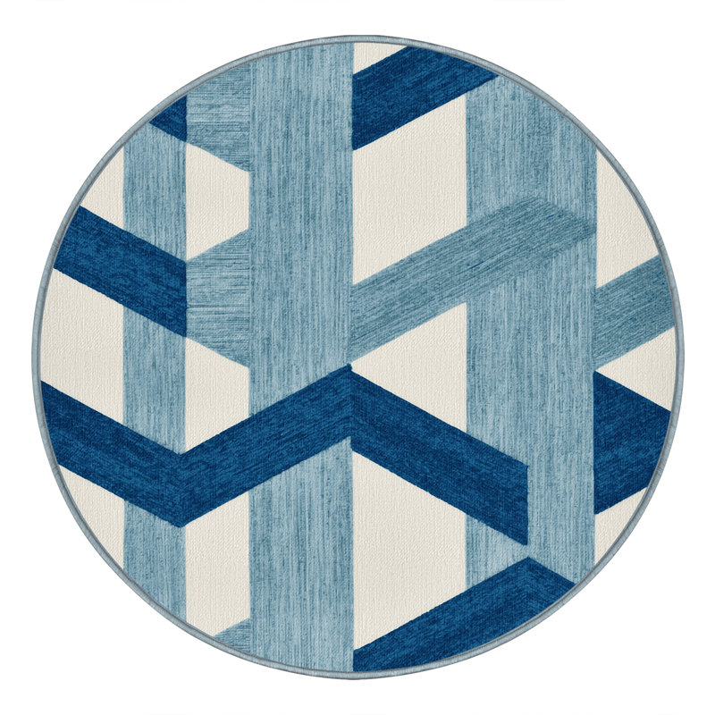 Tapis botanique brun lavable à la machine, Rond 8 pi