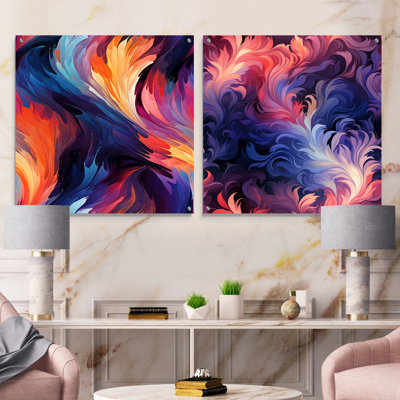 Corderio - Ensemble de 2 peintures murales abstraites en acrylique