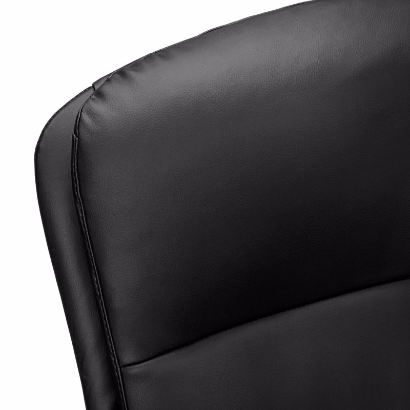 Chaise de bureau, pivotante, hauteur réglable, accoudoirs, ergonomique, travail, aspect cuir noir, métal chromé, contemporaine, moderne