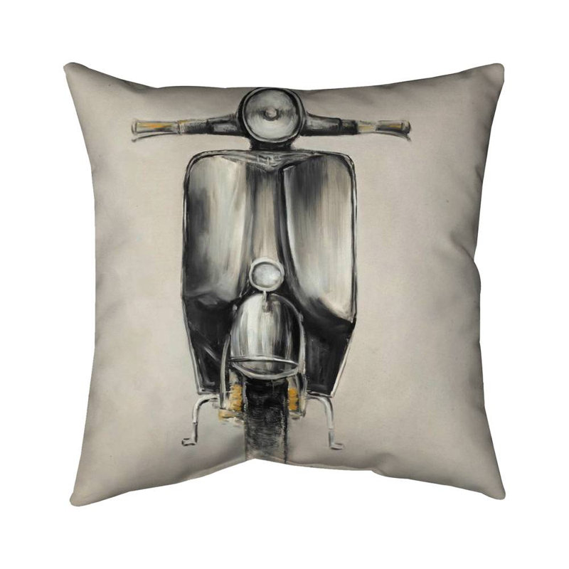 Small Black Moped - Gray Motorcycle Poly Twill Throw Decor